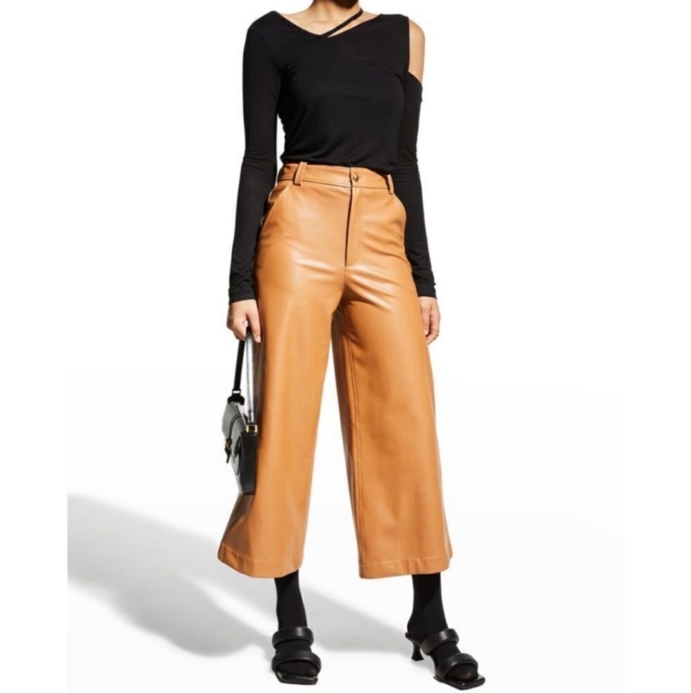 A.L.C. Wiles Wide Leg Crop Culotte Faux Leather Pants Size 12